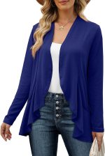 Geifa Cardigan for Women Lightweight Ruffle Drape Open Front Cardigans Sweaters Long Sleeve - Image 8